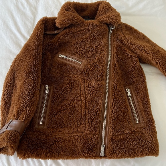 Avec Les Filles Brown Teddy Moto Jacket - Picture 4 of 10